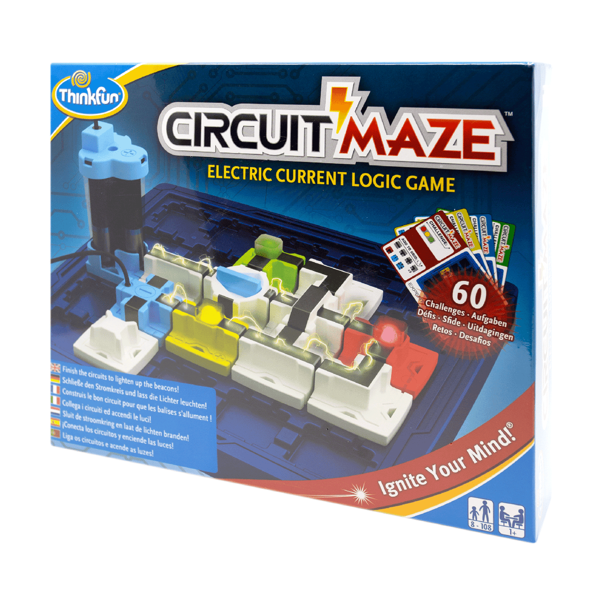 ThinkFun Circuit Maze – Juego De Lógica Con 60 Desafíos Para Crear Circuitos Eléctricos Y Encender Luces, De 8 A 99 Años